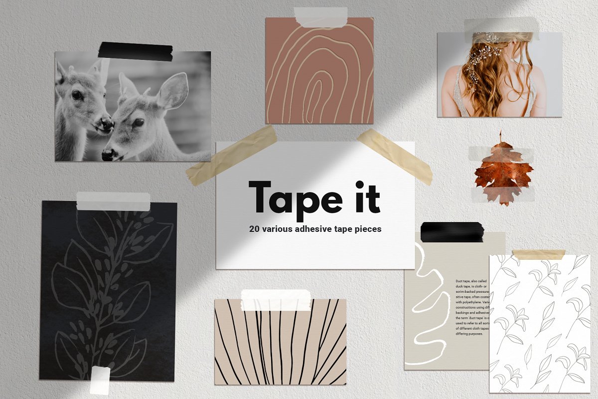 20 Adhesive Tape Pieces